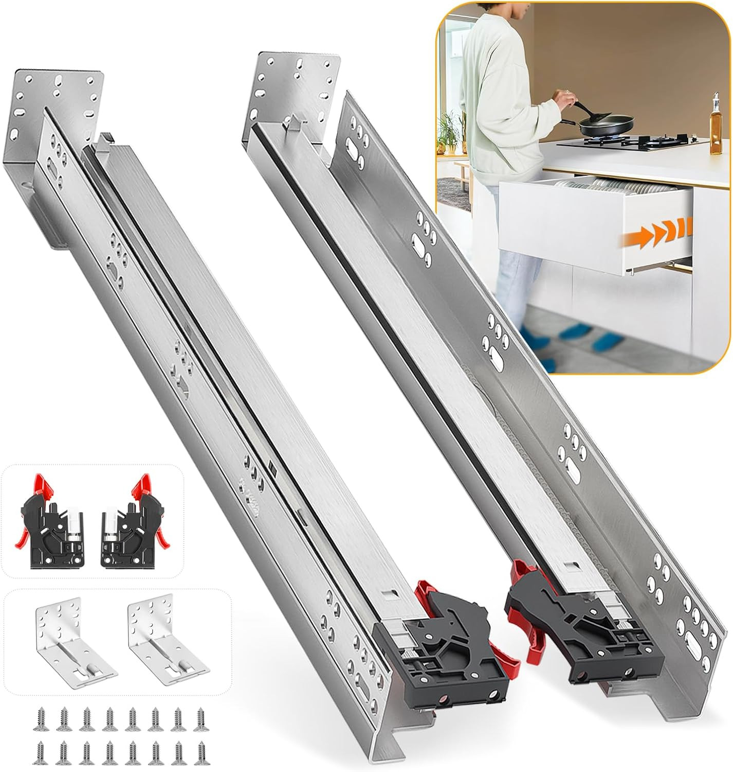 21" - Full Extension, 80 Lb Capacity, 1 Pair