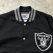 Vintage 90 s NFL Los Angeles Raiders Leather Sleeve DeLong Varsity Jacket 2XL