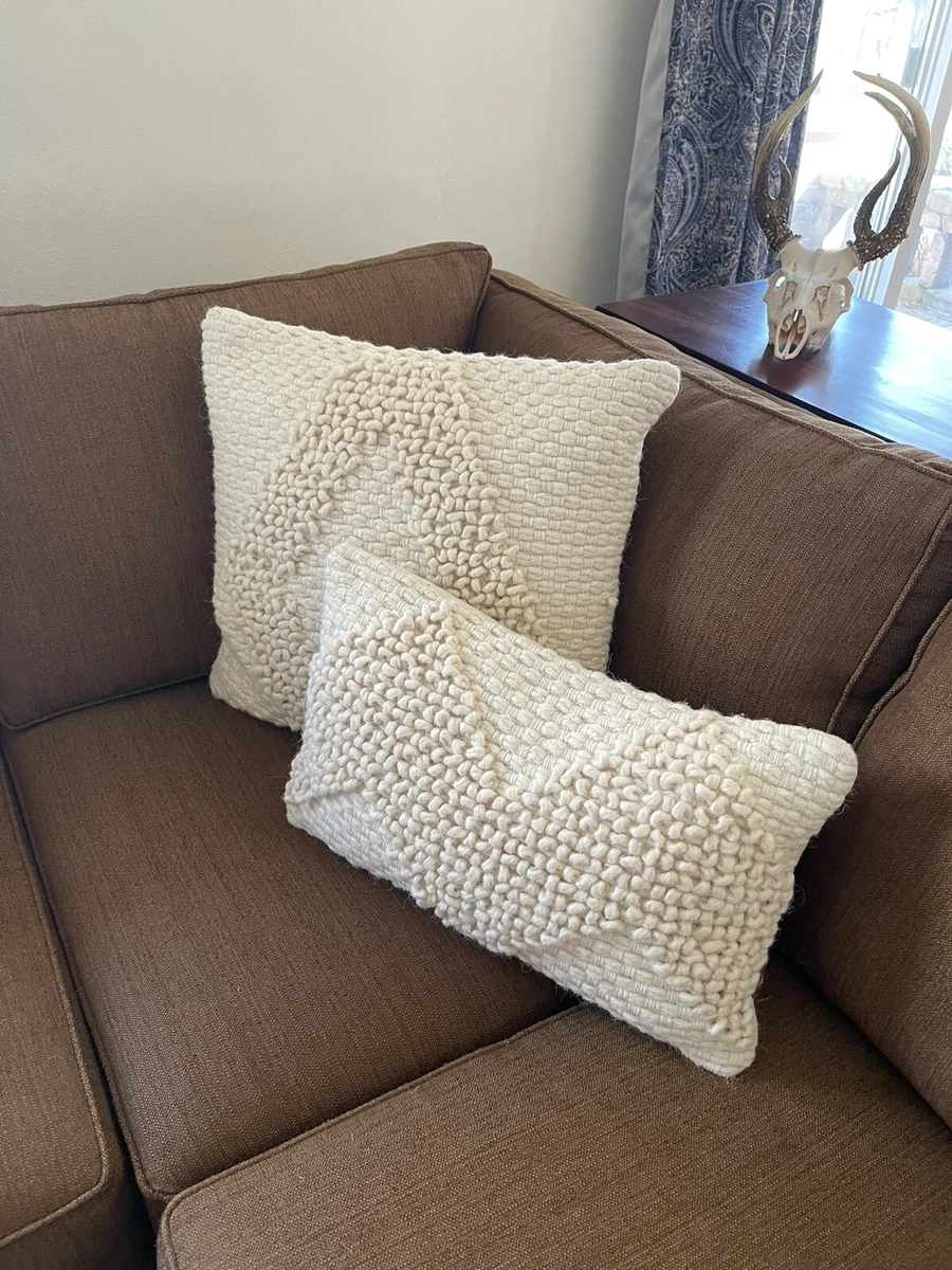 Magnolia Home Wool Ivory Pillow Cover by Joanna Gaines Loloi 13x22 Lumbar