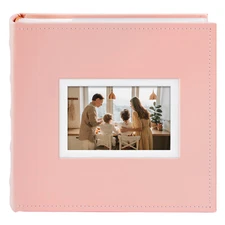 Photo Album Faux Leather for 4x6 200 Pictures Weddings Holidays Engagements Pink