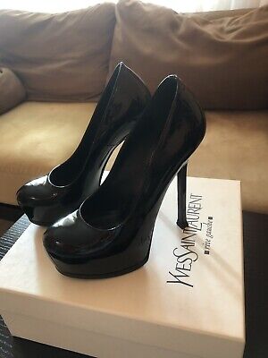 Yves Saint Laurent Tribtoo プラットフォーム 37 YSL YVES SAINT LAURENT Black Leather Tribtoo Tribute