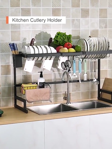 Thali Kitchen Adjustable Plate Stand Tier Over The Sink Dish