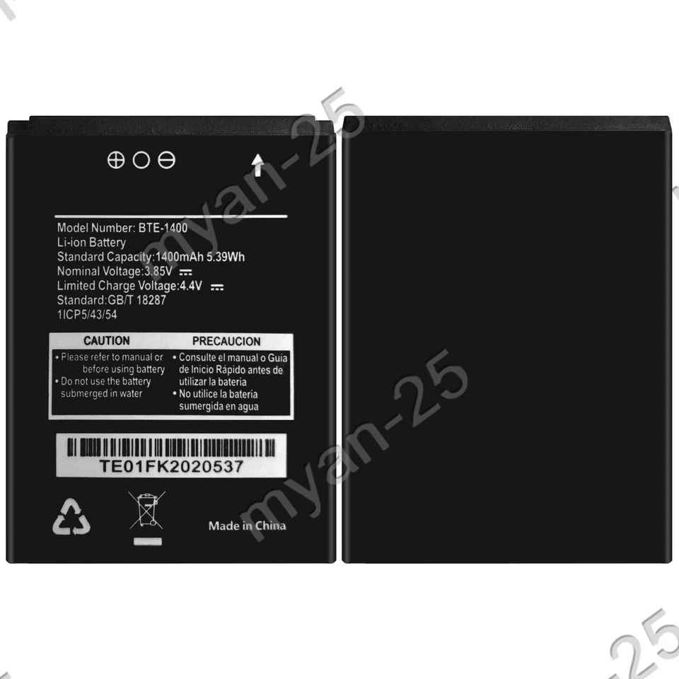 Batería de repuesto BTE-1400 para Verizon Orbic Journey V RC2200L 2200L 1400 mAh Foto 3 de 3