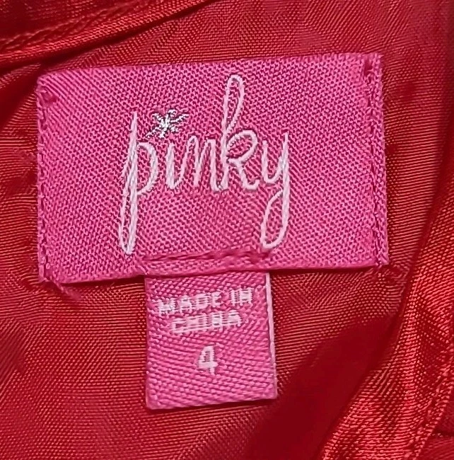 Pinky Little Girls Size 4 Red Floral Bow Holiday Christmas Sleeveless Dress  - Image 3 of 4