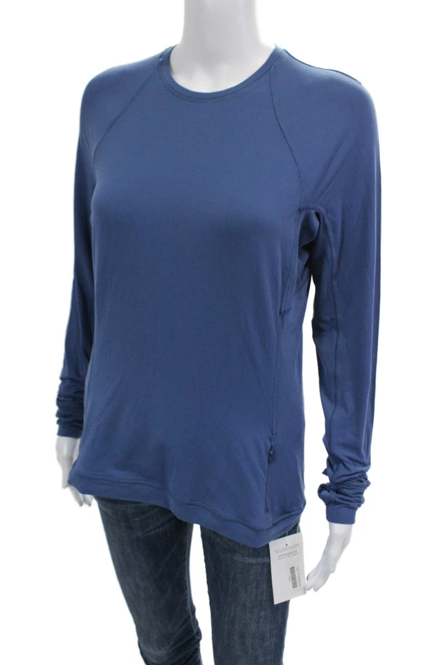 Camiseta Pullover Lululemon Mujer Mangas Largas Cuello Redondo Azul Talla 10 Foto 2 de 4