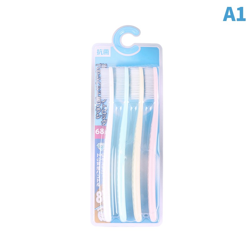 4Pcs Soft  Large Long Head Toothbrush Oral Cleaning Brush Wh