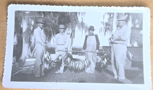 Vintage Black/White Photo Orange Lake FL 4 Fishermen Posing With Catch 1960's - Picture 2 of 5