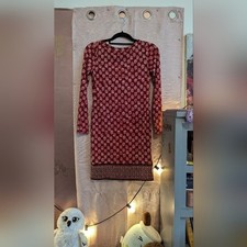 Michael Kors XXS Dress Long Sleeve Burgundy Floral Print Mini