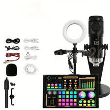 UPERFECOOK Podcast Equipment Kit,BM-800 Podcast Microphone Set,DJ18 Sound Card