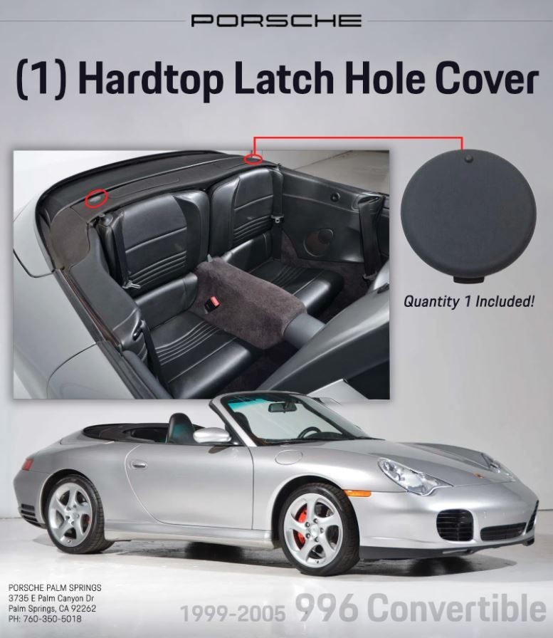 1999-2005 Porsche 911 Plastic Cover for Hardtop Latch Hole Black