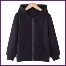 Children Tops Zipper Style Hoodies Coat Boy Black Girls Pink Age 3-12 Kids