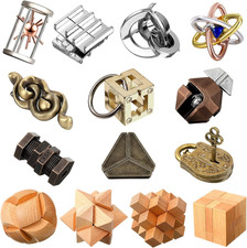 14 Pcs Metal Brain Teaser Puzzles Ring Interlock Logic Puzzle Iq Lock Challengin