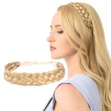 Synthetic Hair Chunky Wide Braided Headband Honey Blonde Plaited Braids
