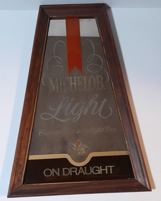 Vintage Michelob Light Beer Mirrored Bar Sign With Wood Frame | eBay