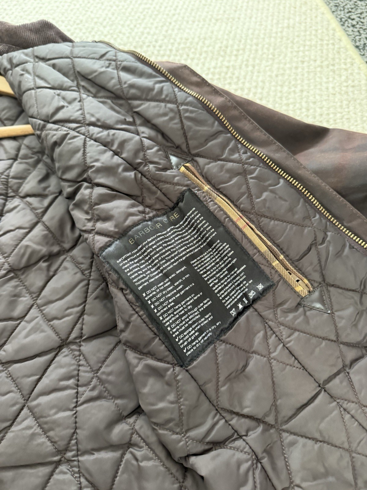 Barbour Belsay Waxed Wax Jacket Womens Coat Brown Long Quilt Lined / UK 12 image 10