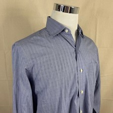 Polo Ralph Lauren 16 32/33 Vintage Philip Dress Shirt Blue Glen Plaid Cotton