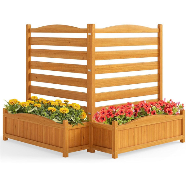 BlumenkäSten Holz Mit Sichtschutz Spalier 2Er Set Pflanzkasten FüR Garten-image