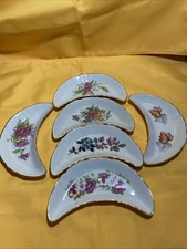 Vintage Bone Dish Set 6 Designs Chadwick Floral Crescent China CMI Inc Japan
