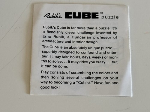 VTG RUBIK'S Cube 1980 Original Ideal Toy Corp W/ Box Rare With Packaging. - Picture 5 of 9