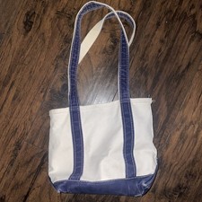 Vintage 80s-90s LL Bean BOAT AND TOTE Canvas Bag navy Long Straps Zipper Top