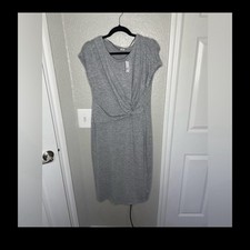 Gap Gray Twist Knee Length Dress NEW Size L Neutral Office Career Professional