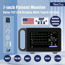 7" Portable Patient Vital Signs Monitor ECG/NIBP/TEMP/RESP/SPO2/PR Handheld