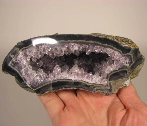 6" Polished AMETHYST Geode Crystals Cluster- Uruguay - 1.9 lbs.