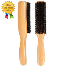 Slick Back Hair Brush for Women Men Kid Natural Soft Boar Bristle Hair Brush