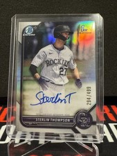 Sterlin Thompson 2022 Bowman Draft Chrome Refractor Auto /499 Rockies #CDA-ST