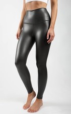 Women Medium M Faux Leather Skinny Pants Butt Lift Ankle Leggings Black Olive