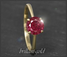 Ruby Ring in 585 Yellow Gold with 1.93ct, Intense Red & Si; Ladies Solitaire Ring
