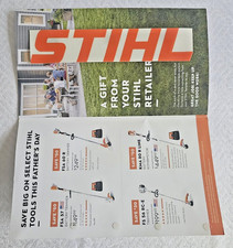 STIHL Promo Tri-Fold Mailer With Orange Vinyl Logo Decal 8" X 1.625" Sticker