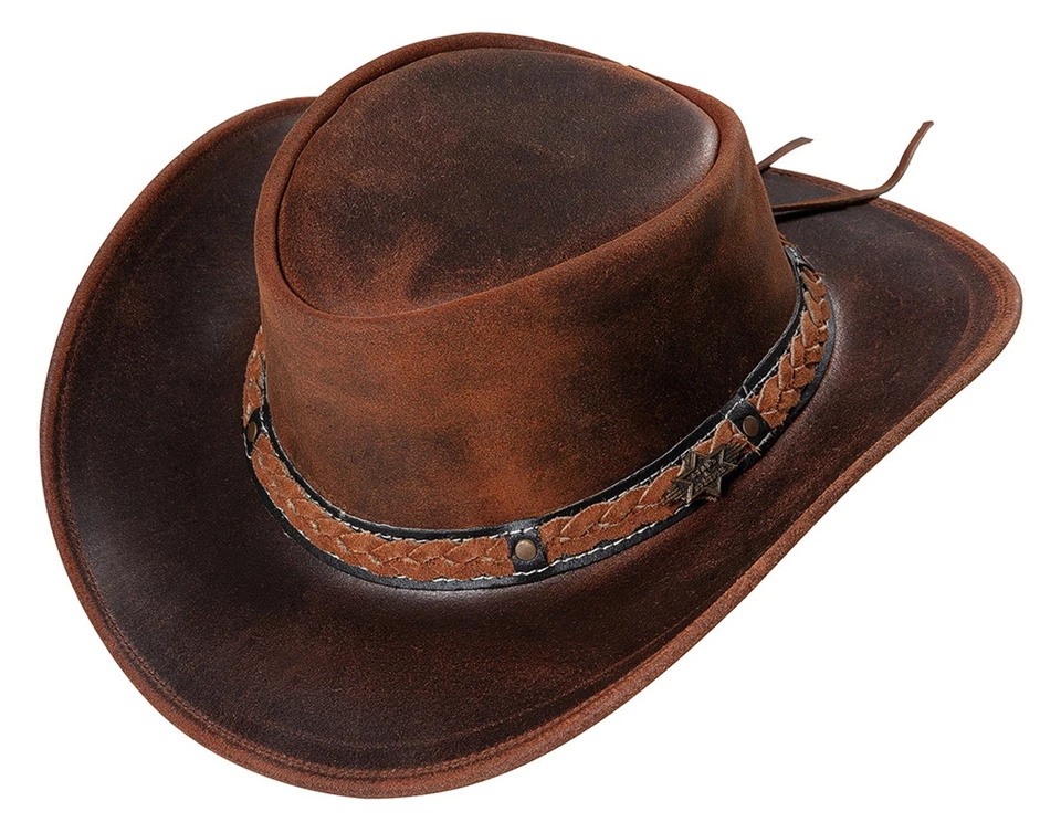 BUTCH Echter Leder Westernhut Cowboy & Cowgirl Unisex Style Braun - Bild 1 von 1