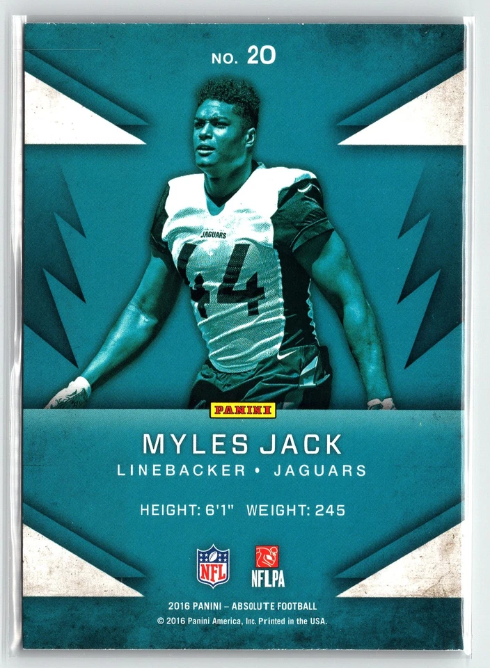 2016 Panini Absolute #20 Myles Jack Rookie Roundup RC - Image 2 of 2