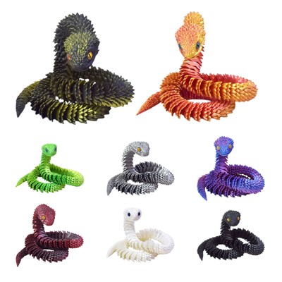3D Printed Snake Rotatable Toy Cobra With Eight Cool Colors 75cm Long Flexiable