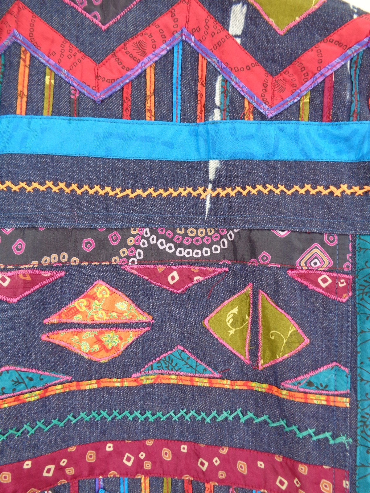 Chicos Design Patchwork Applique Embroidered Jean… - image 16