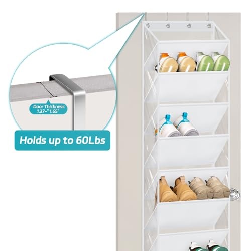 10 Tier Clear Over The Door Shoe Organizer Storage, Deep Pockets Large - Picture 6 of 7