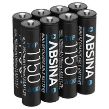 ABSINA 8x AAA Akku f&uuml;r Telefon Gigaset 1150 NiMH 1,2V & min. 1050 mAh