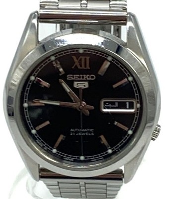 Seiko 5 Automatic 21 Jewels 7S26-03S0 Uhr schwarzes Zifferblatt Stahl Japan...