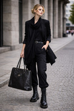 Marc Picard Vintage Ledertasche schwarz – große Schultertasche Business Kroko