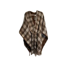 New York Woman's Poncho Plaid Cape One Size