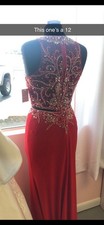 Red Beaded Embroidered Sleeveless Long Formal Gown Size 12