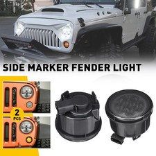2Pcs Front Smoke Len Amber LED Turn Signal Side Light For 07-18 Jeep Wrangler JK