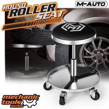 Rolling Upholstered Shop Seat Mechanic Automotive Repair Work Stool w/Tool Tray