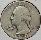 New Listing1940-S WASHINGTON 90% SILVER QUARTER (Good Details)