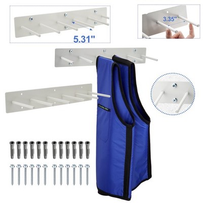 Wall Mounted Lead Apron Rack 6 Peg White Heavy Duty X-Ray Skirt Hanger