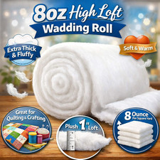 8oz Premium High Loft Soft Puffy Wadding 100% Polyester Warm Filling 30mm Thick