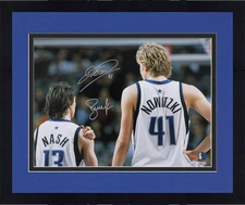 Framed Dirk Nowitzki & Steve Nash Mavericks Signed 16x20 Standing Together Photo