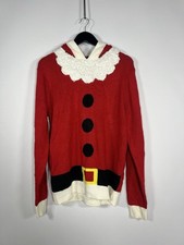 HOODED SANTA CHRISTMAS Jumper - Size Medium - Red - Great Condition - Men s