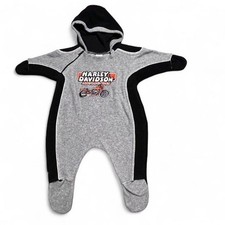 Harley-Davidson Baby Bunting Footed Hooded One Piece Gray/Black 6/9M
